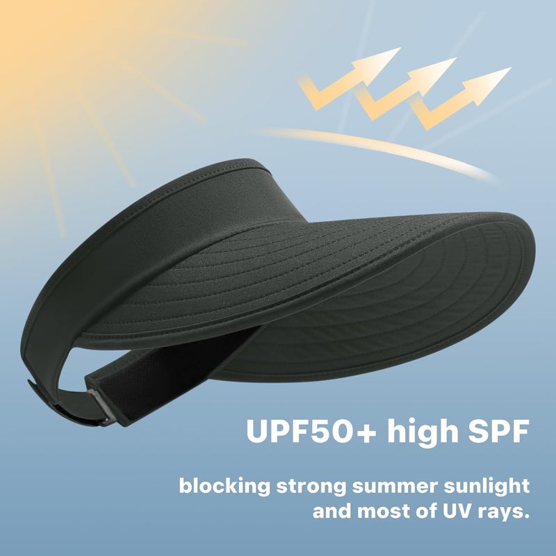 Wander Sun Visor Hats for Women Wide Brim UV Protection Adjustable Large Golf Beach Cap Packable Travel Sport Visor - Image 5